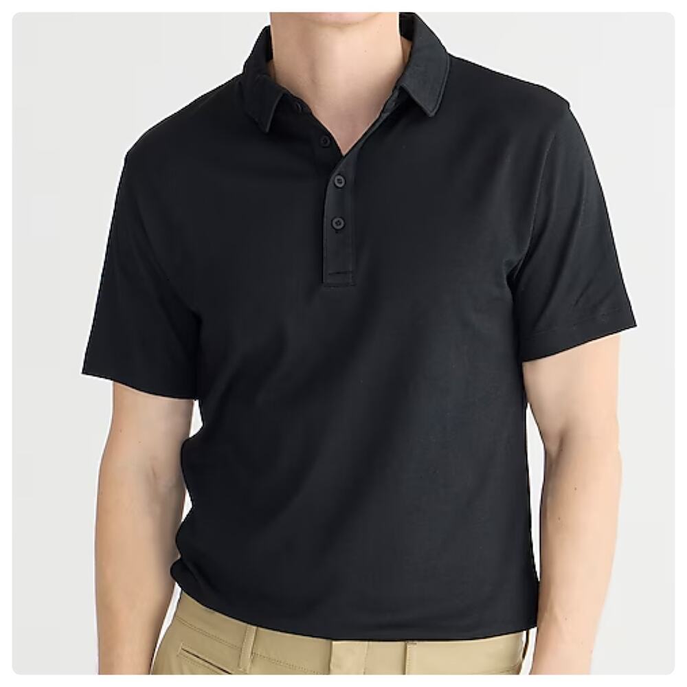 J. Crew Mens Performance Coolmax Breathable Cotton Polo Shirt Size XL Black